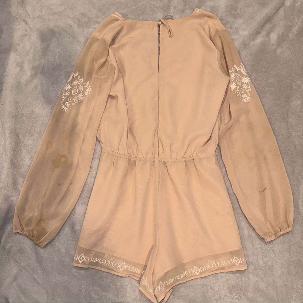 Forever 21 Tan Embroidered Flowy Romper - Picture 8 of 9